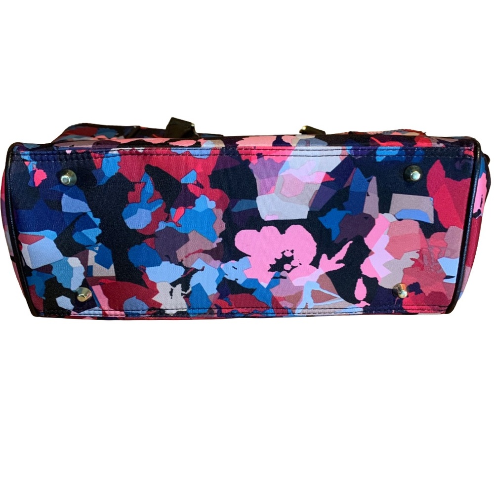 NINE WEST "ARIEANA" MULTI COLOR FLORAL CANVAS LAPTOP/TOTE WEEKENDER TRAVEL BAG - Picture 8 of 11